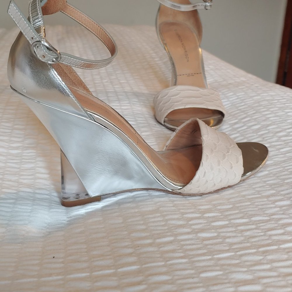 Sigerson Morrison Lucite clear heel wedge sandals sz 9 - Picture 6 of 14